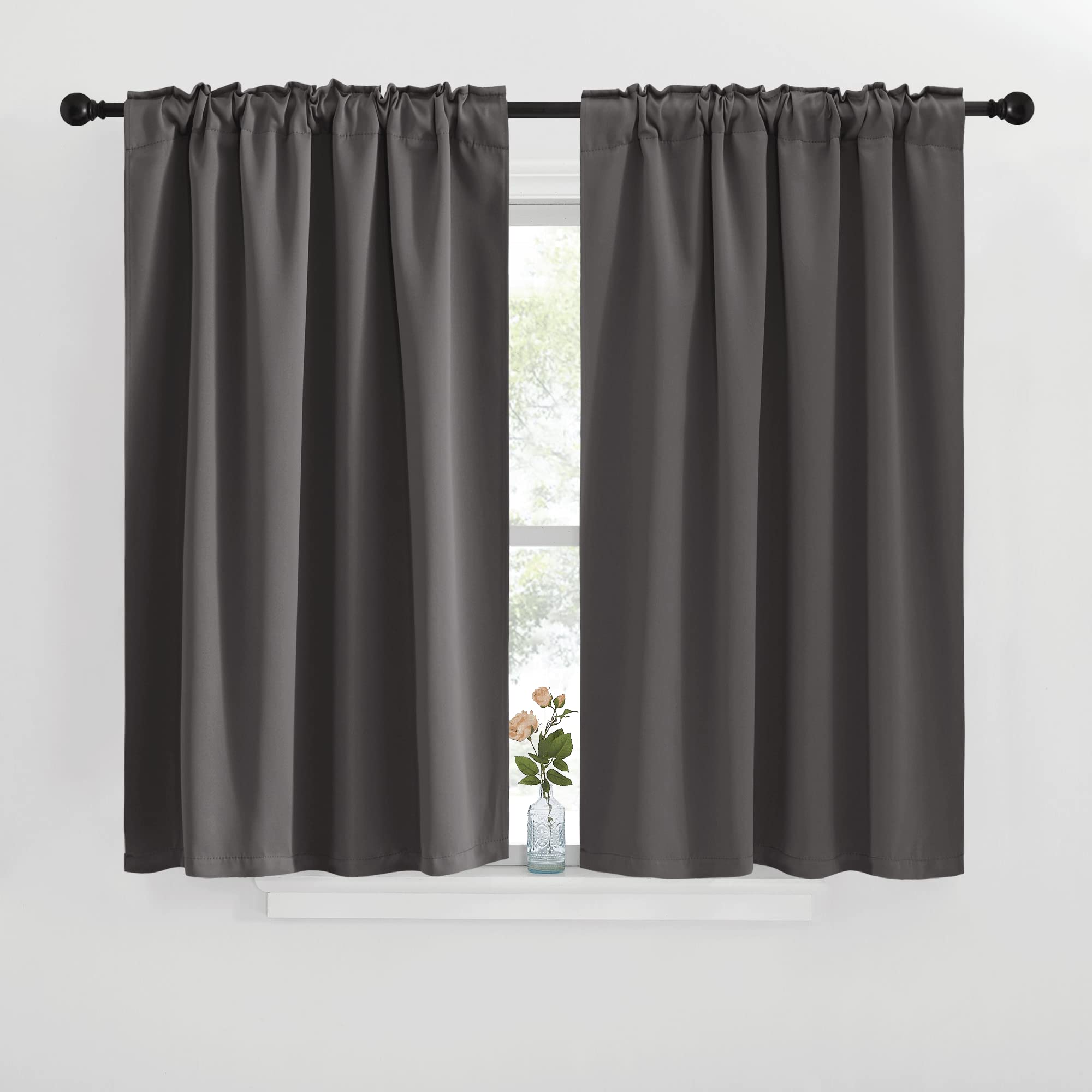 Nicetown Blackout Window Curtains For Camper - (Grey Color) 42X40 Inch, 2 Panels Set, Thermal Insulated Room Darkening Blackout Drapes/Draperies With Rod Pocket & Back Tab For Loft