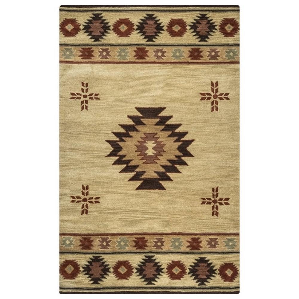 Alora Decor Ryder 9' X 12' Tribal Khaki/Brown/Burgundy/Sage Hand-Tufted Area Rug