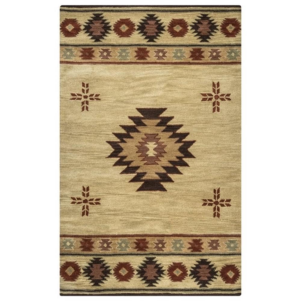 Rizzy Home Alora Decor Ryder 6'6" X 9'6" Tribal Khaki/Brown/Burgundy/Sage Hand-Tufted Rug