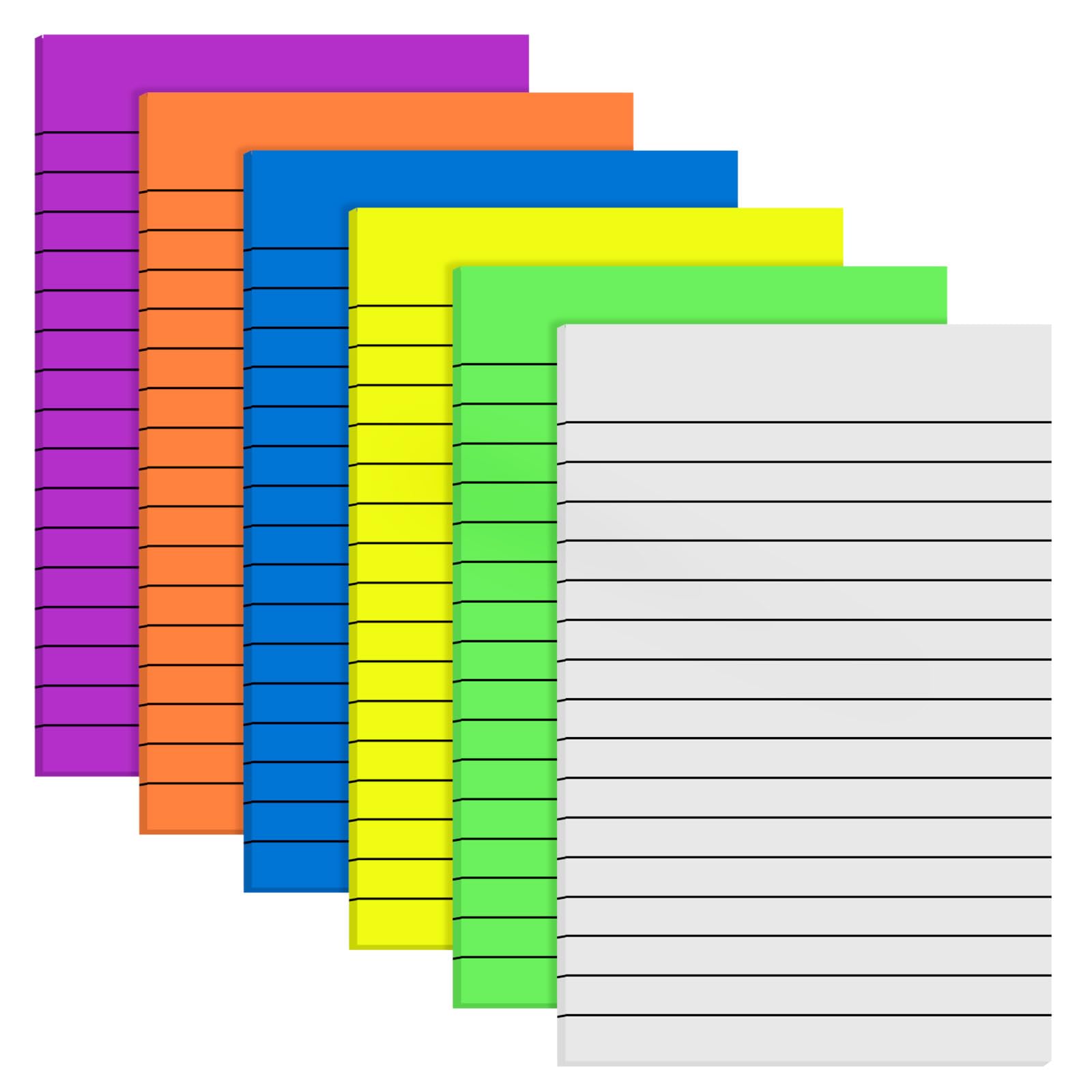 Yinder 6 Pack 180 Sheets Pastel Transparent Sticky Notes Translucent Clear Lined Self Sticky Note, Back to School Gifts for Bibl