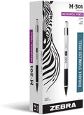 Zebra Pen M-301 Mechanical Pencil, Stainless Steel Barrel, Fine Point, 0.5Mm, Black Grip, 12-Pack