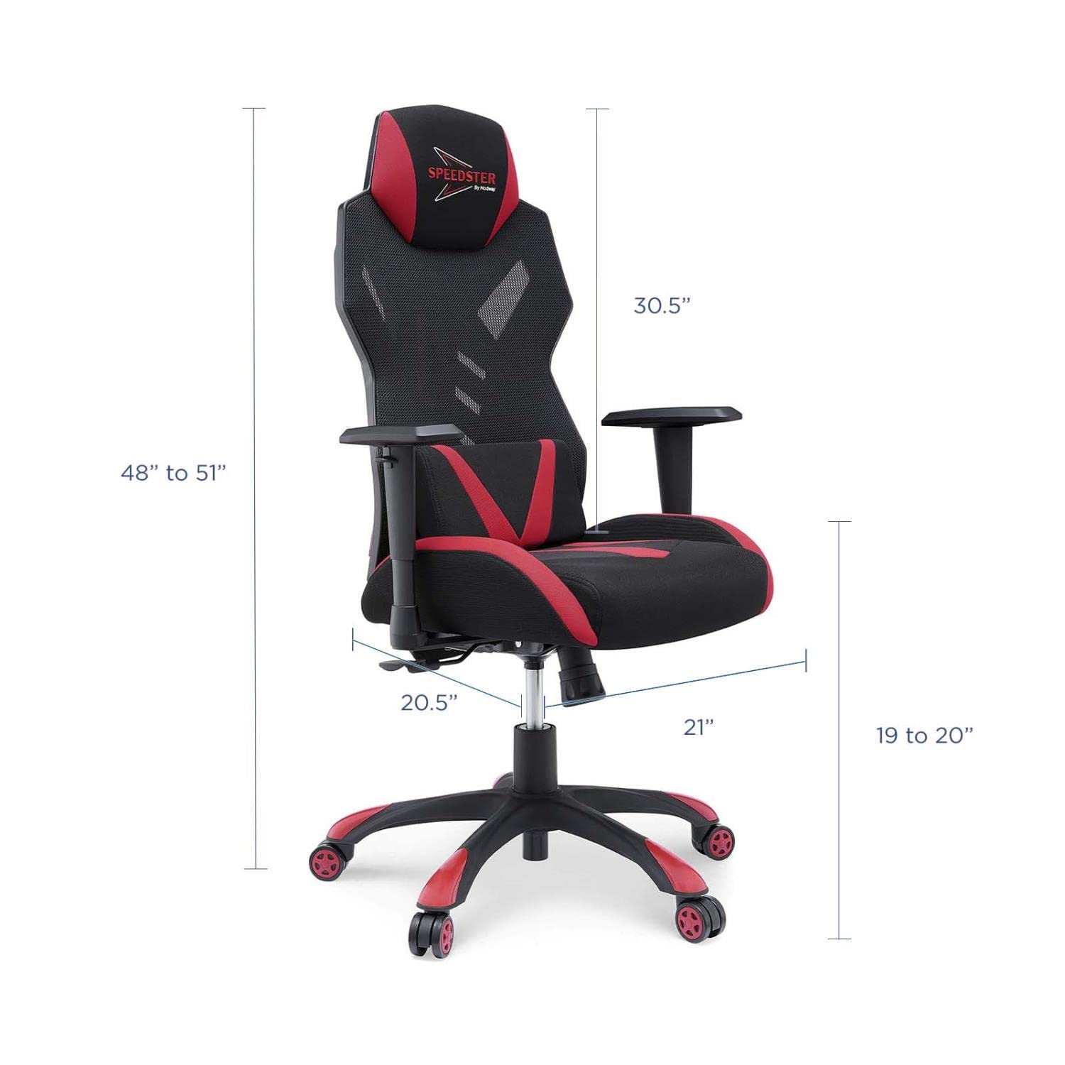 Modway Speedster Ergonomic Mesh Gaming Computer Desk Chair In Black Red