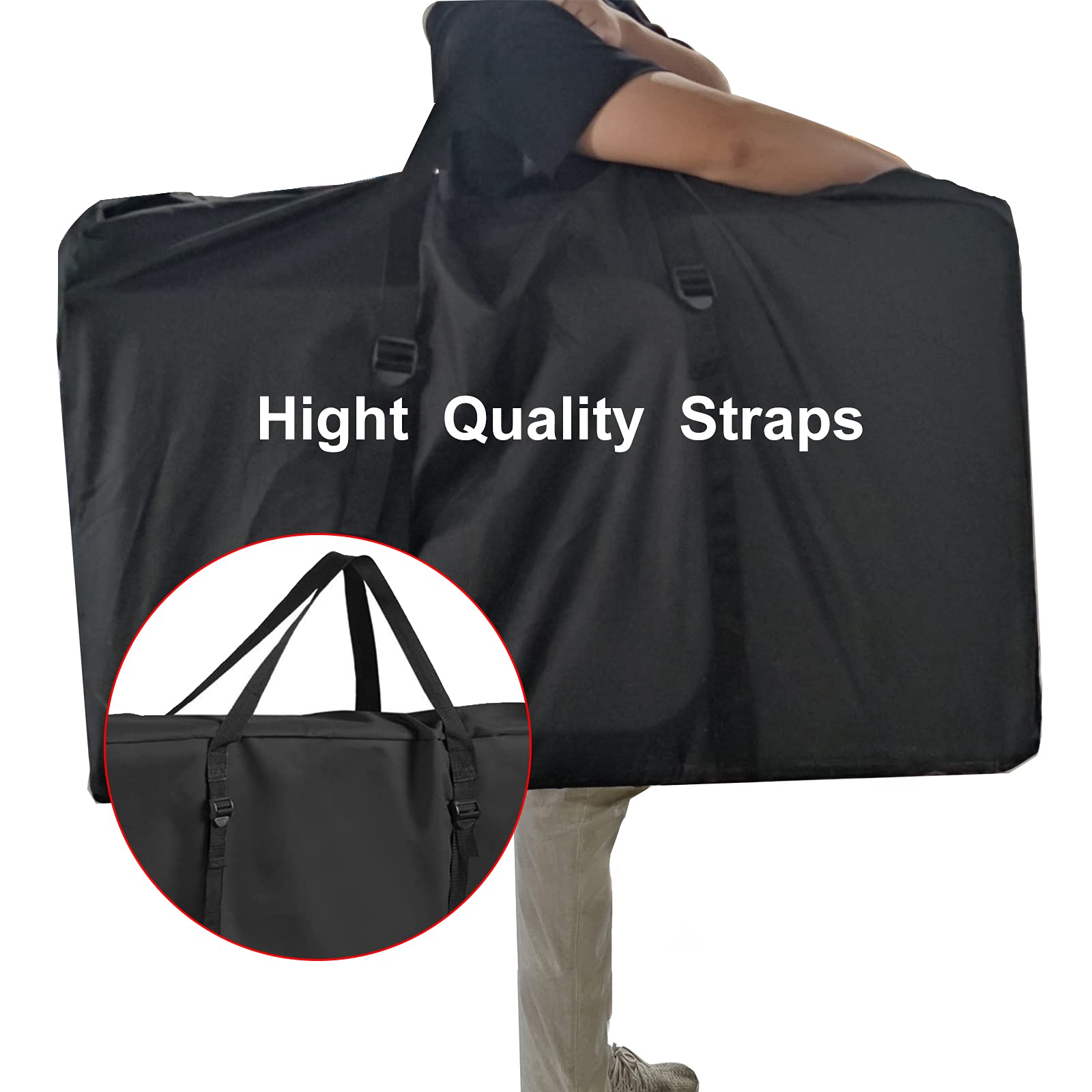 Uranshin Extra Large Heavy Duty Black Chair Storage Bag for Zero Gravity & Folding Lounge Chairs - 600D with Zippers (43 L x 11 W x 29 H)
