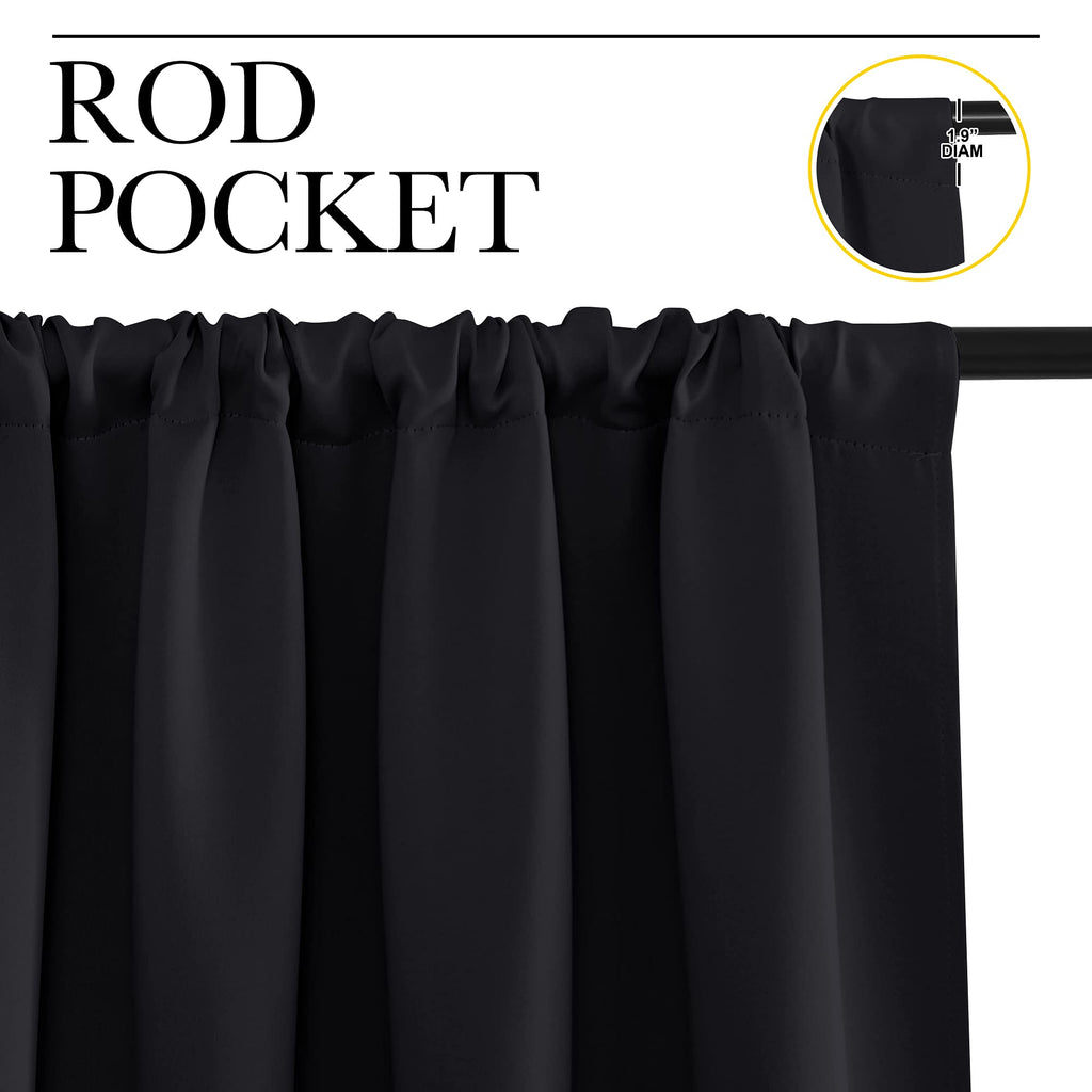Nicetown Halloween Black Blackout Curtains And Drapes 48 Inches Long, Privacy Rv Draperies For Small Windows, Therml Insulated C