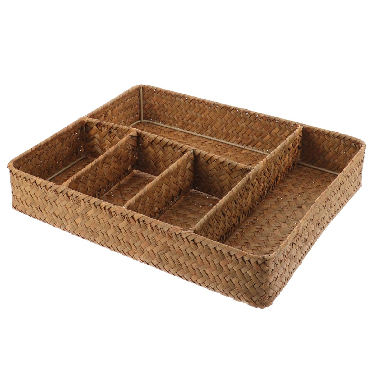 Hemoton Counter Organizer Basket with Divider 5Compartment Storage Basket for Bathroom Counter Organization Kitchen Countertop 