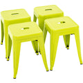 Brage Living 18 Inch Industrial Metal Stools Set Of 4, Stackable Classroom Stools, Backless Metal Dining Chairs For Indoor Outdoor, Kitchen Short Stools (Lime Green)