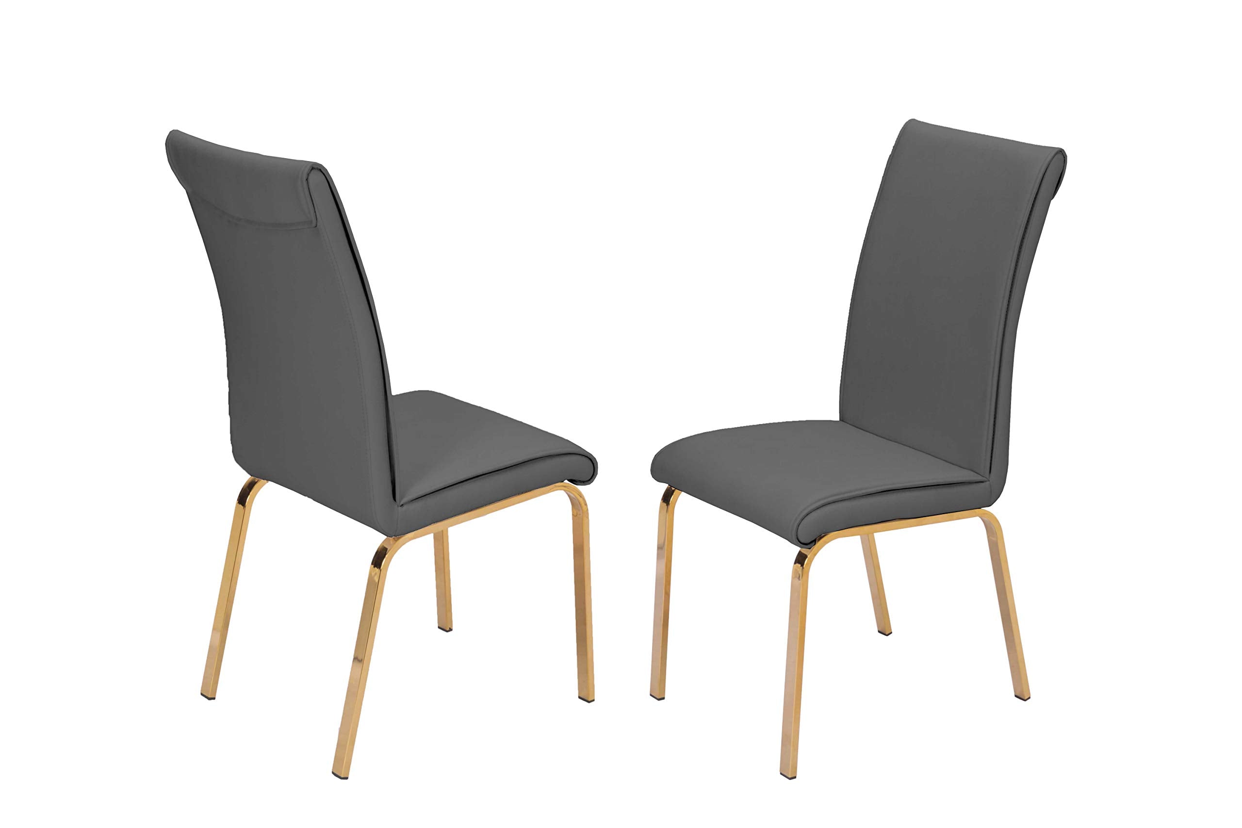 Best Quality Furniture Dining Chair Only (Set Of 2), Dark Gray, Gold