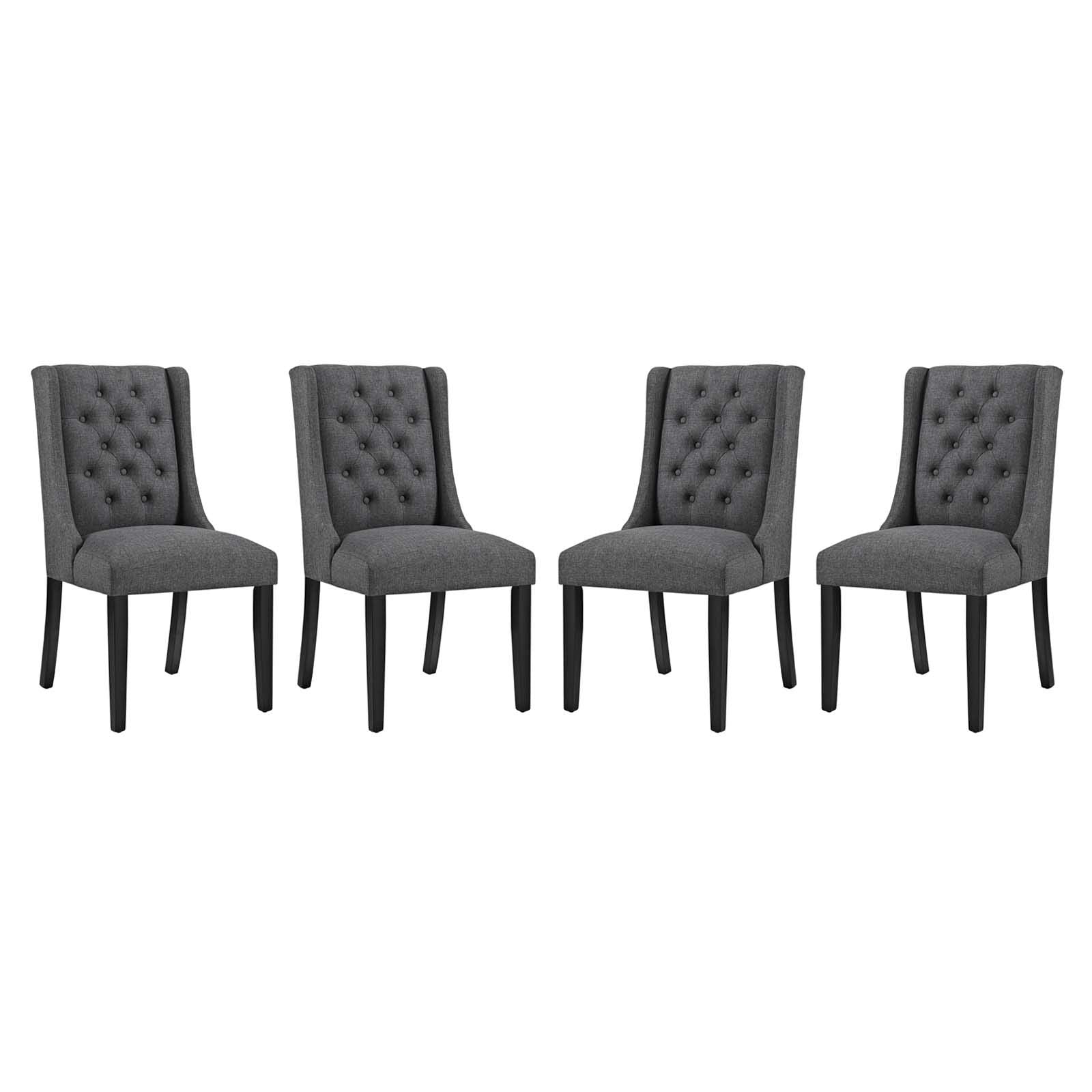 Modway Baronet Modern Tufted Upholstered Fabric Parsons Kitchen And Dining Room Chair - Set Of 4 In Gray