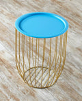 Wire Storage Side Table with Removable Tabletop - Blue