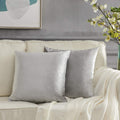 Gigizaza Silver Grey Velvet Decorative Throw Pillow Covers For Sofa Bed 2 Pack Soft Cushion Cover