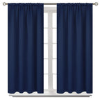 Bgment Short Blackout Curtains For Bedroom - Room Darkening Curtain Rod Pocket 45 Inch Length Thermal Insulated Window Drapes For Kitchen Bathroom Cafe, 42 X 45 Inch, 2 Panels, Navy Blue