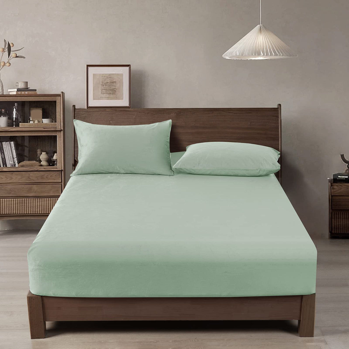 Phf Truly Velvet Fitted Sheet King Size, 1 Pack Luxury Super Soft Cozy Comfy Flannel Bed Sheets With 15 ' ' Deep Pocket, Suitabl