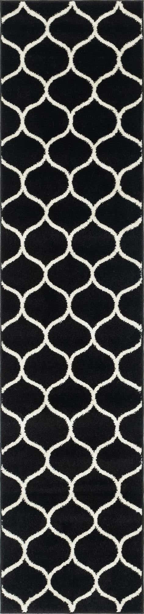 Unique Loom Trellis Frieze Collection Area Rug - Rounded (2' x 8' 8'' Runner, Black/ Ivory)