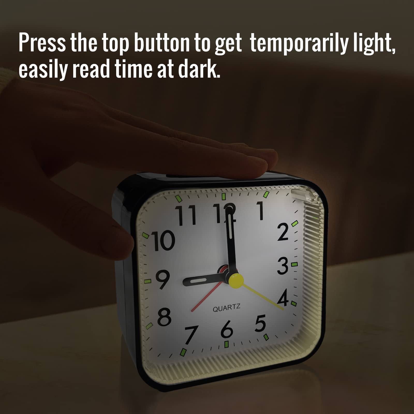 Lamisola Small Battery Operated Analog Alarm Clock, Travel Clock,Quieter Bedside Clocks For Bedrooms Bathroom Shelf Desk,Black