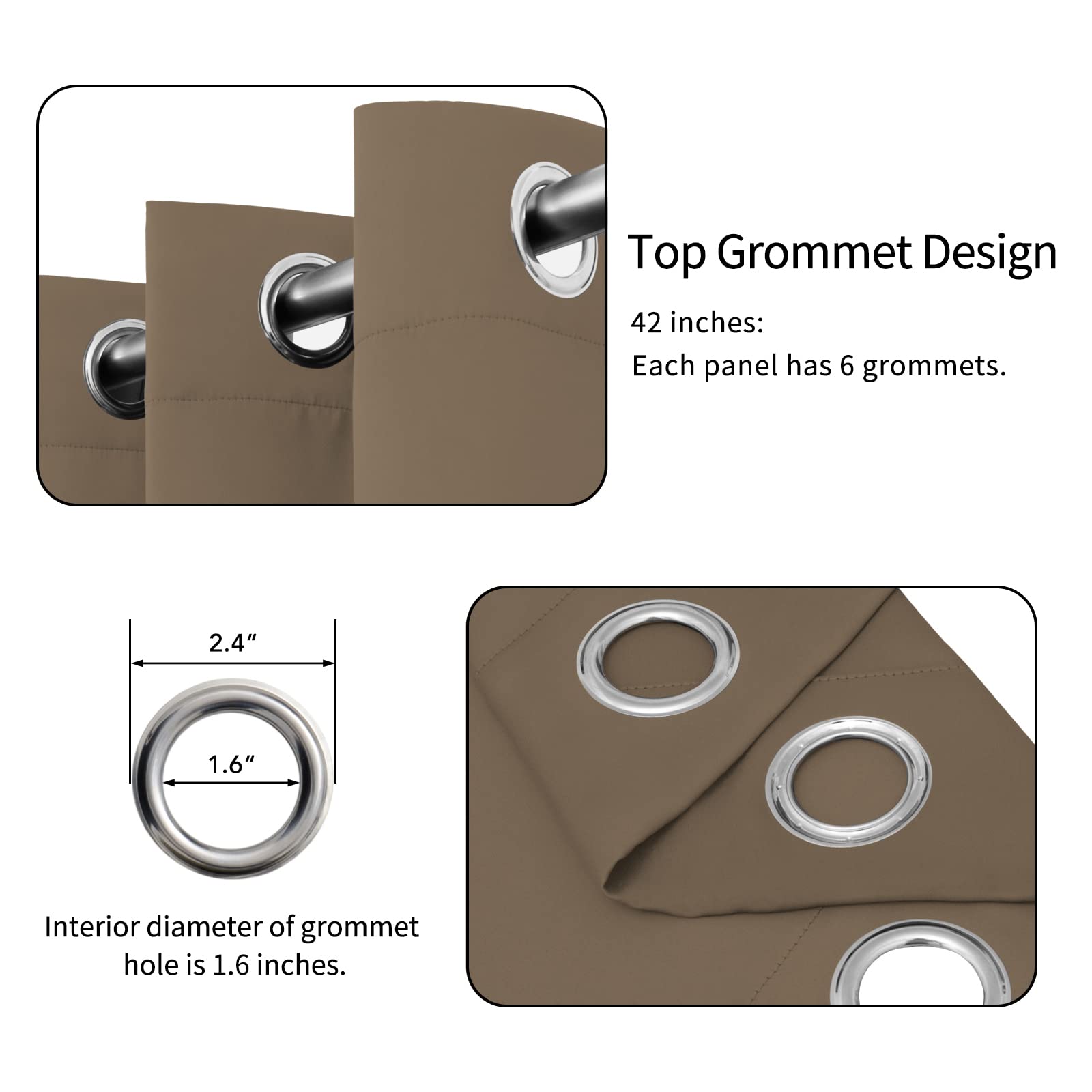 Easy-Going Blackout Curtains For Bedroom, Solid Thermal Insulated Grommet And Noise Reduction Window Drapes, Room Darkening Curtains For Living Room, 2 Panels (42X95 In, Camel)