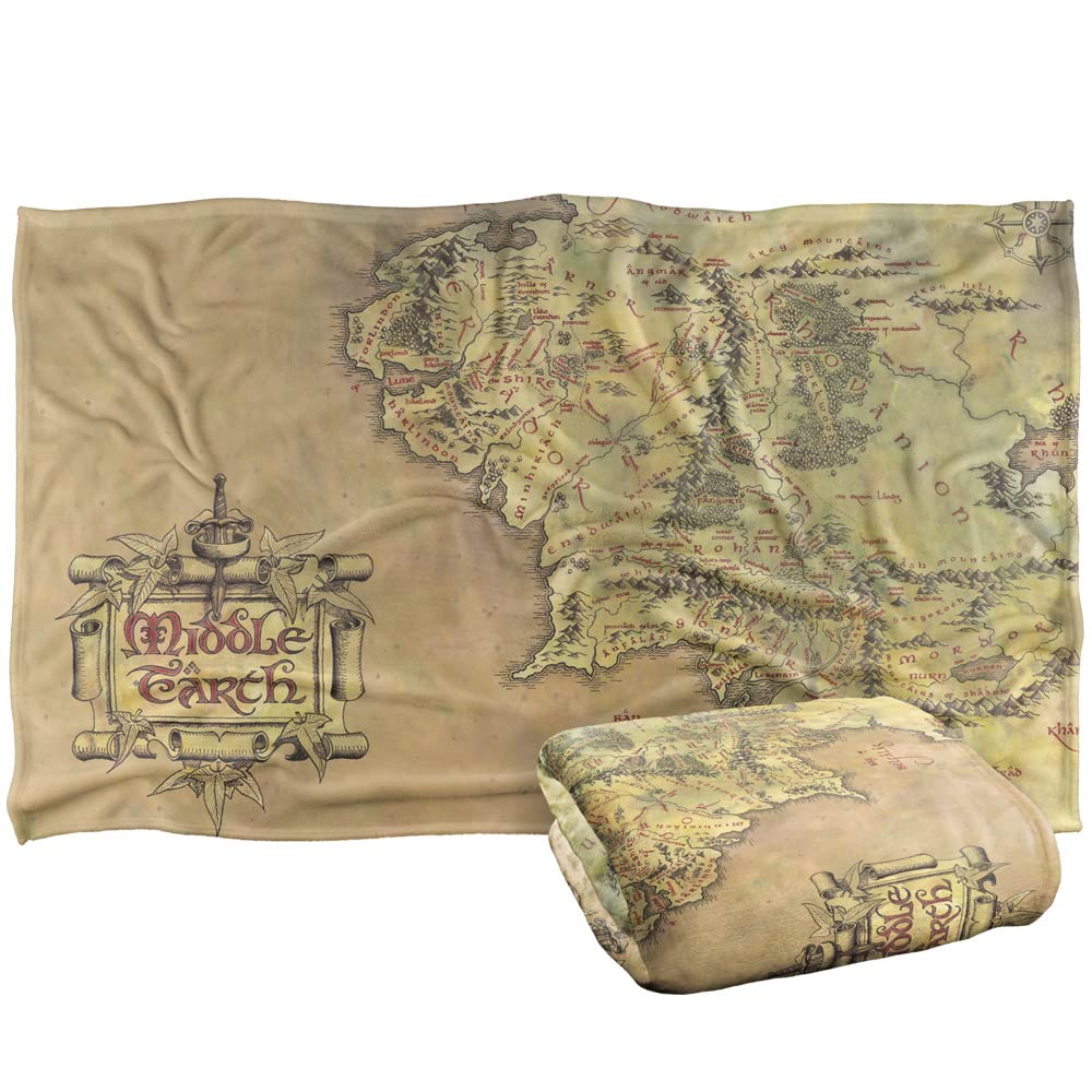 The Lord Of The Rings Blanket, 36'X58' Map Of Middle Earth Silky Touch Super Soft Throw Blanket