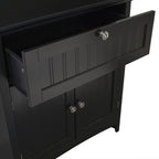 Os Home And Office 25604 Os Home And Office Buffet And Hutch With Framed Glass Doors And Drawer, Large, Black, 1 Cabinet