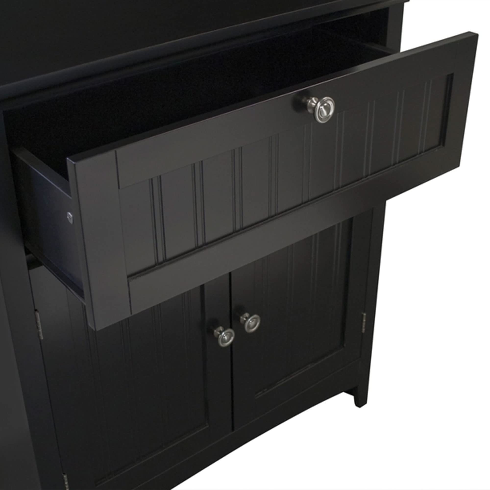 Os Home And Office 25604 Os Home And Office Buffet And Hutch With Framed Glass Doors And Drawer, Large, Black, 1 Cabinet