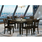East West Furniture PFLY7-CAP-W 7 Piece Kitchen Table & Chairs Set Consist of a Square Dining Room Table with Butterfly Leaf and 6 Solid Wood Seat Chairs, 54x54 Inch, Cappuccino