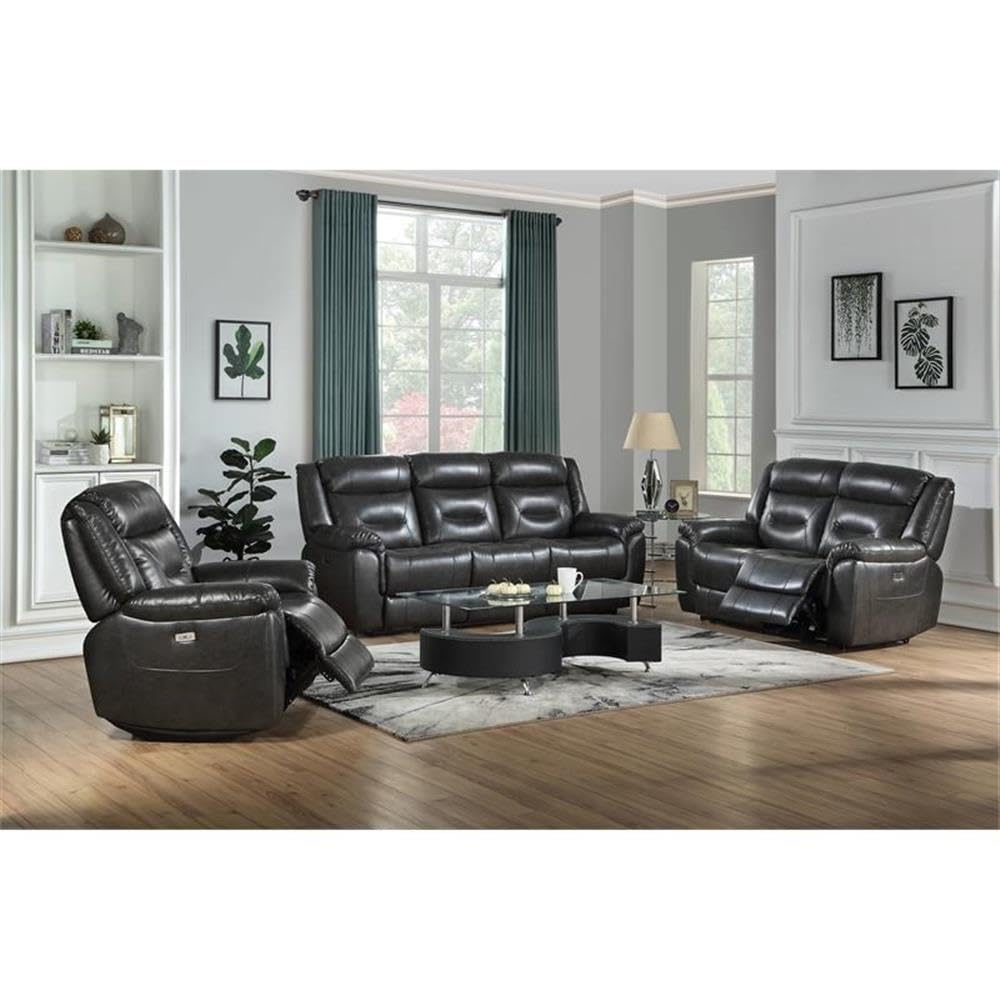 Acme Imogen Loveseat (Power Motion) In Gray Leather-Aire