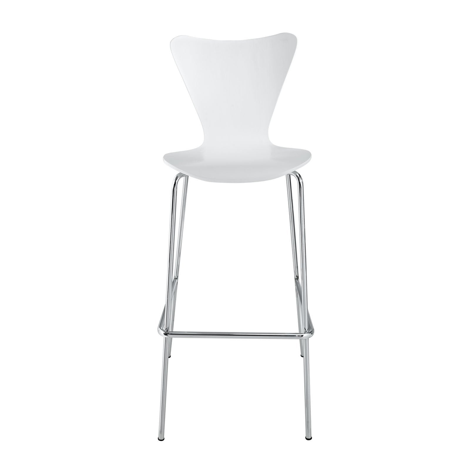Modway Ernie Mid-Century Modern Wood Bar Stool In White