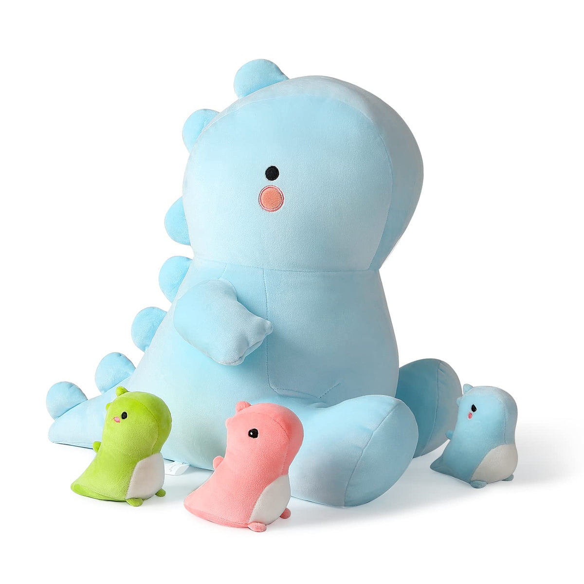 Onsoyours Dinosaur Stuffed Animal Mommy With 3 Dino In Her Tummy, 4 Piece Of Cute Dinosaur Plush Pillow Toys For Kids Girls Boys