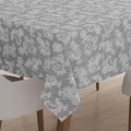Encasa 4 to 6 Seater Dining Table Cloth 145x180 cm (57x72 in) I Floral Grey Jacquard Style Print on Chambray Homespun Cotton I f