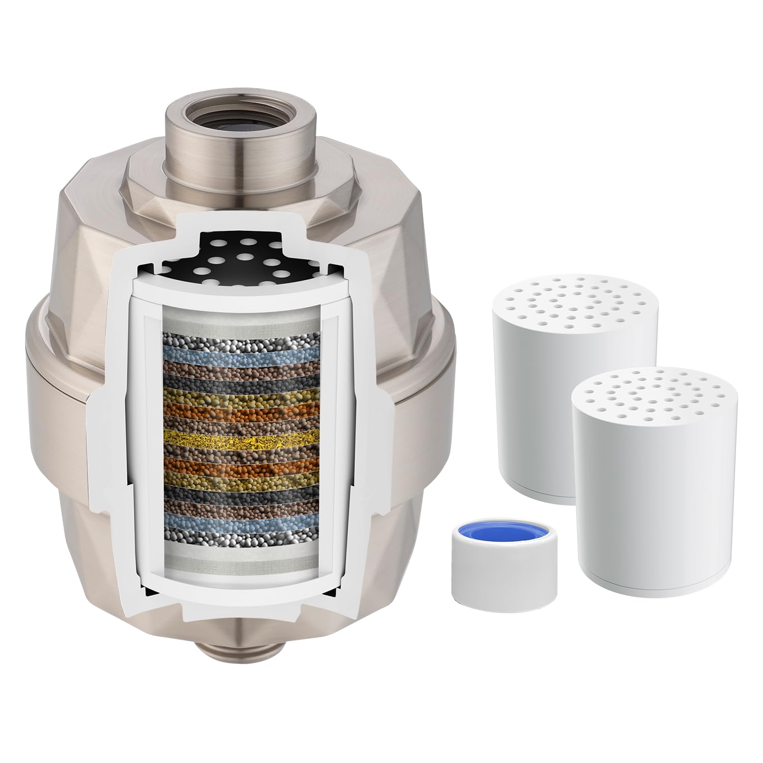 Hibbent Shower Filter for Hard Water, High Output Shower Head Filter to Remove Chlorine and Fluoride, 20 Stage Showerhead Filter