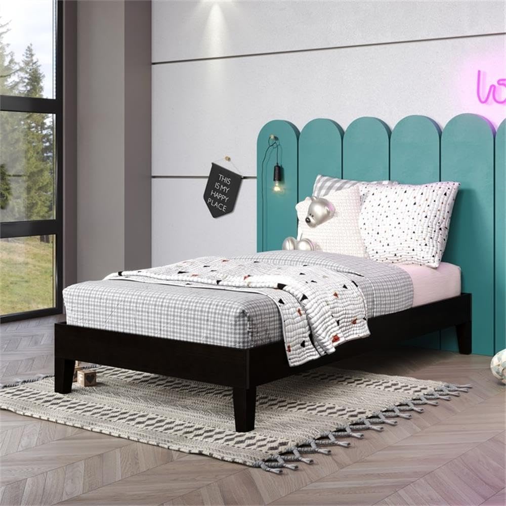 Steve Silver Furniture Nix Twin Platform Bed, Solid Pine, Guest Room, Kid’s Room or Vacation Home, Contemporary/Farmhouse/Mid/Century, Black