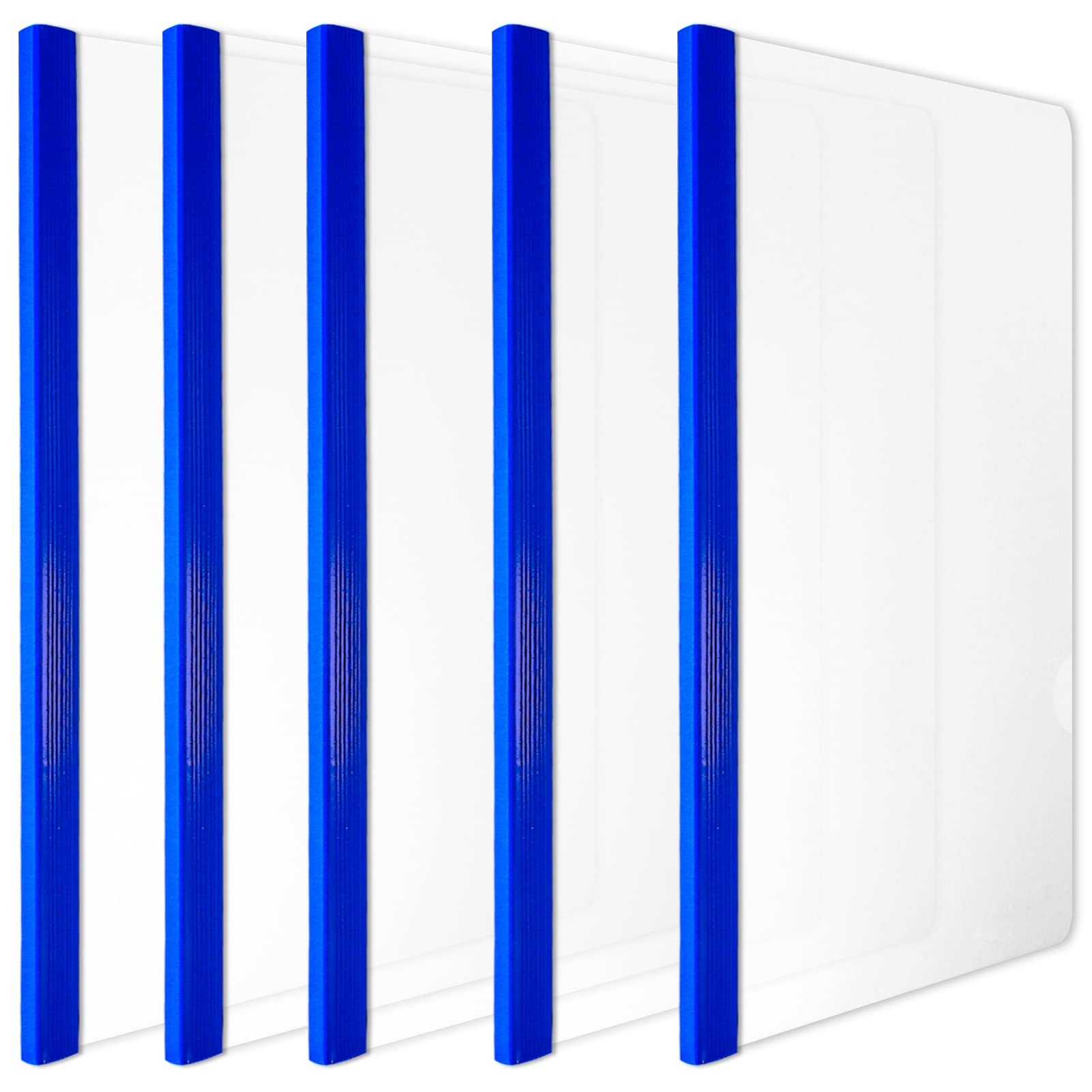 Totiyea 12 Pack Clear Report Covers With Sliding Bars, 9Mm (70 Sheet Capacity) Blue Sliding Bar File Folders, For Letter Size