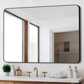 CIVENO Bathroom Mirror, 36x48 Black Rectangle Wall Mirror, Metal Frame Rounded Corner Vanity Mirror, Large Wall Mounted Mirror f
