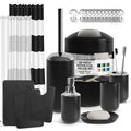 Clara Clark Bathroom Set - Black Bathroom Accessories Set, Bathroom Sets with Shower Curtain and Rugs, 23PC Shower Curtain Set w