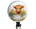 Wigspedia Watercolor Retractable Name Id Badge Holder Reel/Id Badge Holder - Baby Highland Cow (Style#3) (Alligator Clip)