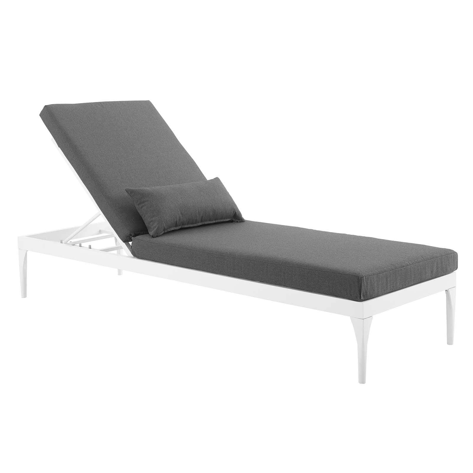 Modway Perspective Aluminum Outdoor Patio Chaise Lounge Chair White Charcoal