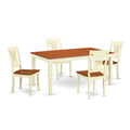 East West Furniture NIPL5-WHI-W 5 Piece Dinette Set for 4 Includes a Rectangle Dining Room Table with Butterfly Leaf and 4 Kitchen Dining Chairs, 36x66 Inch, Buttermilk & Cherry