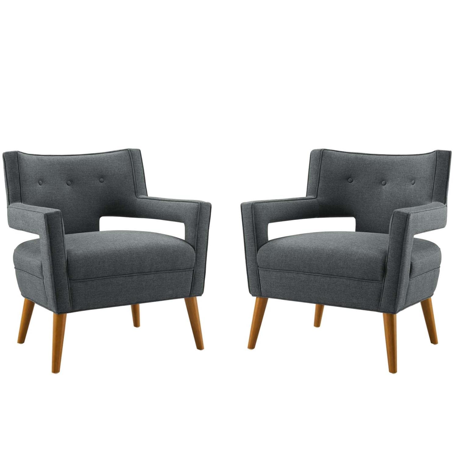 Modway Sheer Upholstered Fabric Armchair Set Of 2, Gray