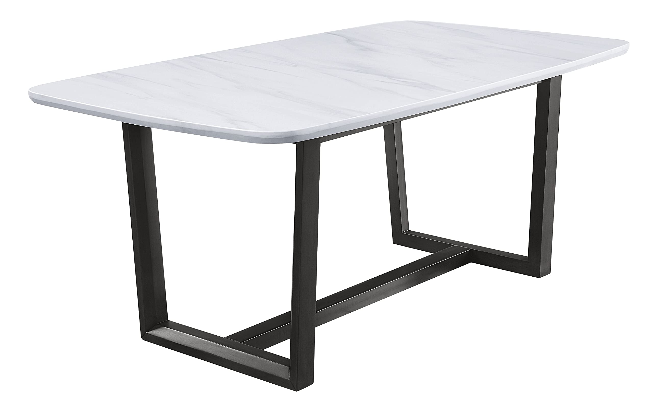 Acme Furniture Rectangular Marble Top Dining Table, Weathered grayWhite