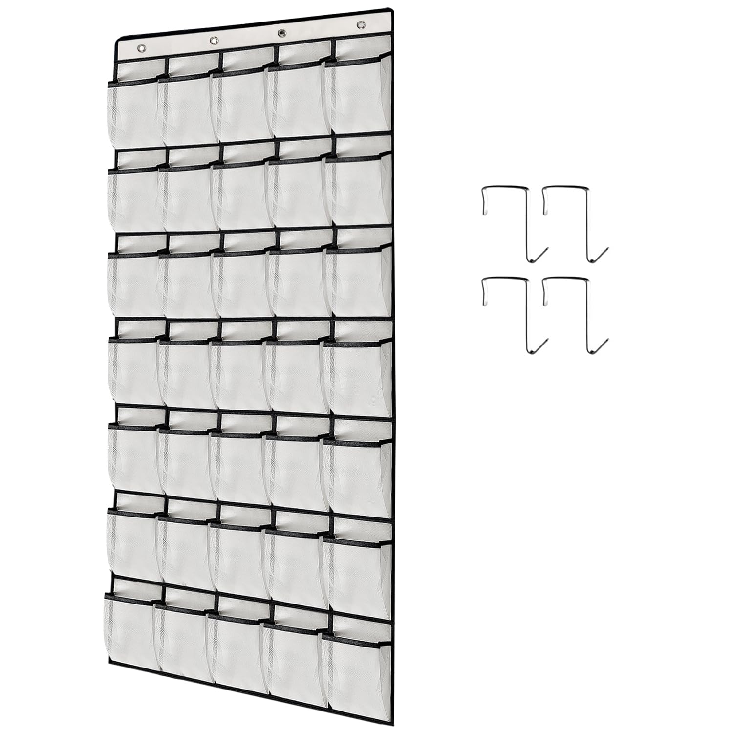 TidyMaster 1 Pack 35 Breathable Mesh Pockets Large Hanging Shoe Organizer Over The Door Shoe Rack for Closet Door Storage Shoe H