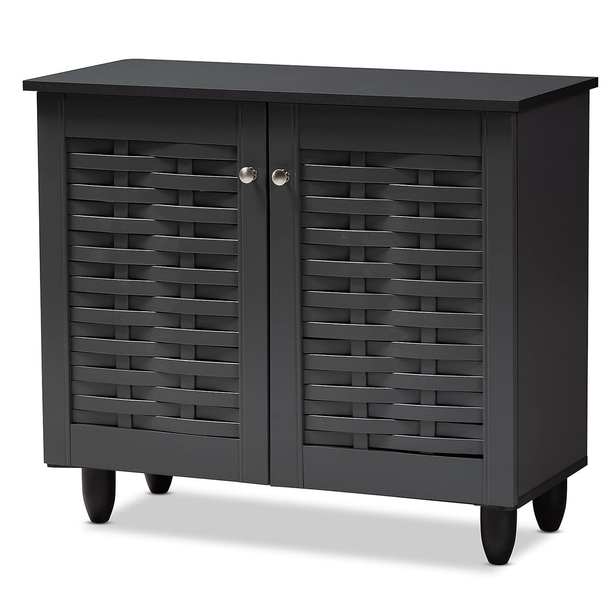 Baxton Studio Winda 2-Door Shoe Storage Cabinet, Dark Gray (152-9165-Hit)