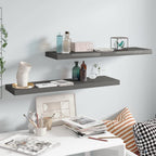 Furniking Floating Wall Shelves 2 pcs High Gloss Gray 35.4"x9.3"x1.5" MDF
