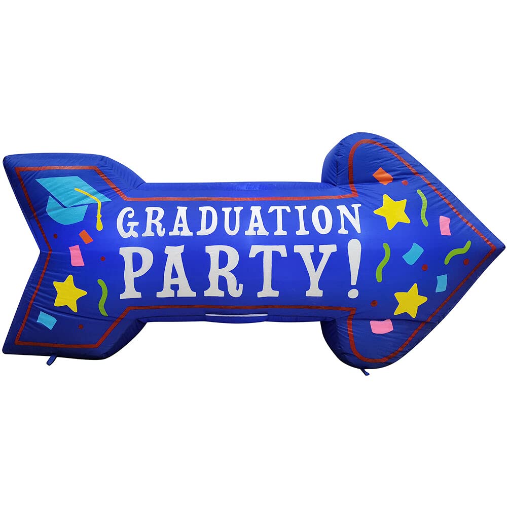 Fraser Hill Farm 8-Ft. Wide Graduation Party Arrow Inflatable Decor, Outdoor Blow Up Decorations With Lights For Patio And Yard, Perfect For Pool Party, Barbeque, And Graduation Parties