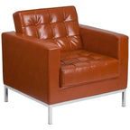 Flash Furniture Hercules Lacey Series Contemporary Cognac Leathersoft Chair With Stainless Steel Frame