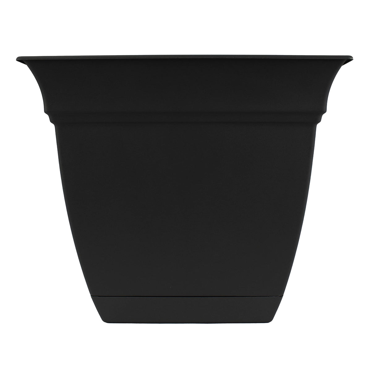 The Hc Companies 12 Inch Eclipse Square Planter With Saucer - Indoor Outdoor Plant Pot For Flowers, Vegetables, And Herbs, Black