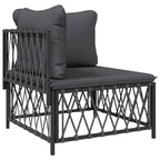 vidaXL 6-Piece Anthracite Patio Lounge Set - Modular Design with Thickly Padded Cushions & Durable Steel Frame - Modern Outdoor Garden Lounge Furniture Set
