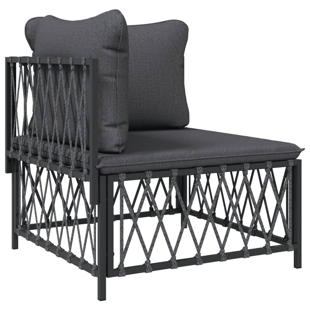 vidaXL 6-Piece Anthracite Patio Lounge Set - Modular Design with Thickly Padded Cushions & Durable Steel Frame - Modern Outdoor Garden Lounge Furniture Set
