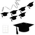 Rozi Decoration Graduation Party Decorations Paper Hat Shape Banner Black | Pack of 6 Pcs