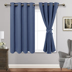 Jiuzhen Dusty Blue Blackout Curtains With Tiebacks,Thermal Insulated, Light Blocking And Noise Reducing Grommet Curtain For Bedroom And Living Room, Set Of 2 Window Curtain Panels, 52 X 54 Inch Length