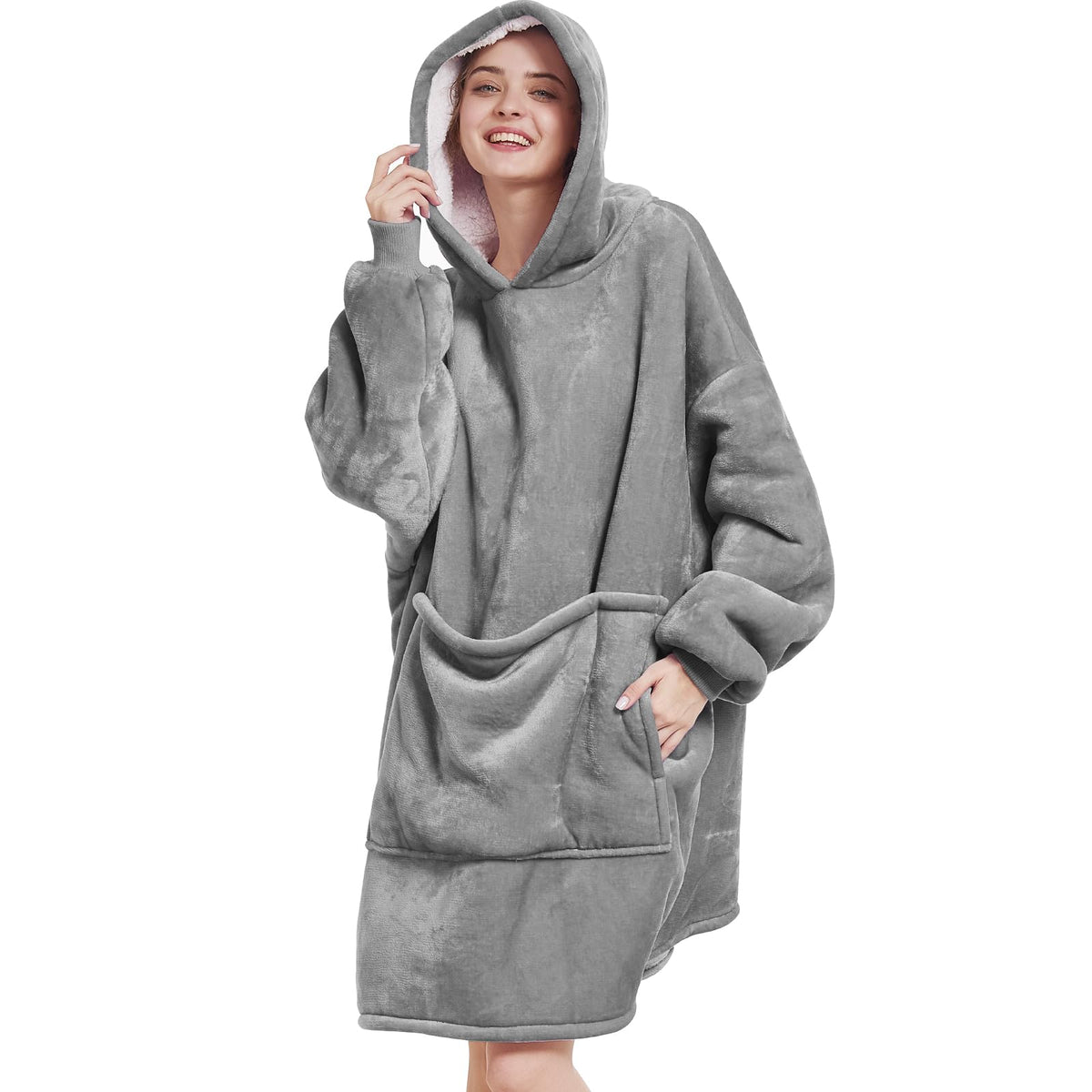 Aemilas Wearable Blanket Hoodie - Sherpa Cozy Blanket Sweatshirt For Women Men Gifts,Plush Warm Hooded Blanket With Giant Pocket