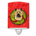 Caroline's Treasures SC9081CNL Cairn Terrier Christmas Wreath Ceramic Night Light Compact, UL-Certified, Ideal for Bedroom, Bath