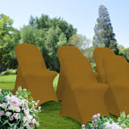 Babenest Spandex Folding Chair Covers - 30Pcs Upgraded Universal Stretch Washable Fitted Chair Slipcovers Protector For Wedding, Holidays, Banquet, Party, Celebration (Gold)
